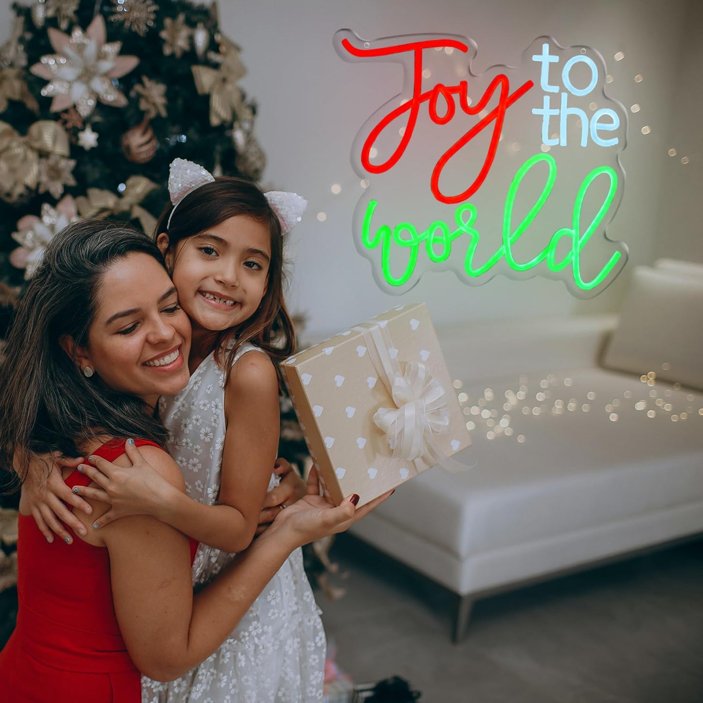 Joy To The World Neon Light Sign Happy Winter Holiday Led Sign Art Wall Decor Red Green Christmas Neon Sign For Thanksgiving New YearS Day Xmas Party Countdown Party