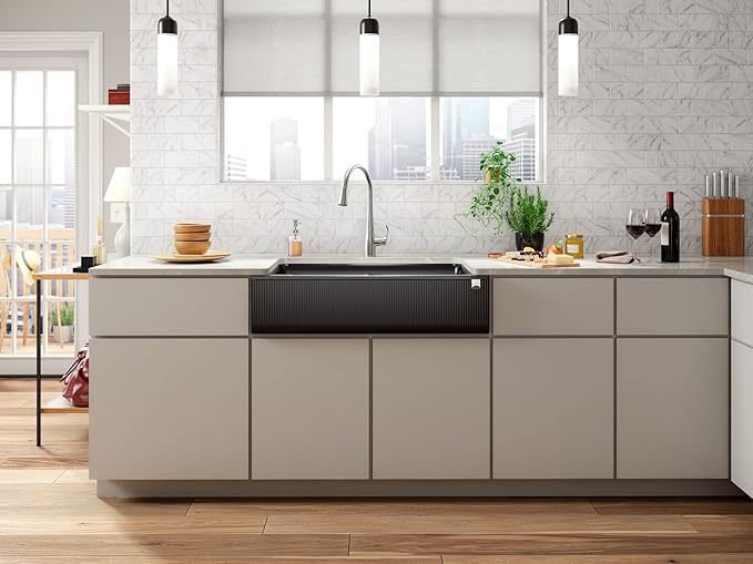 KOHLER K-25788-CM8 Cairn Sink, 36 in, Matte Black Plum
