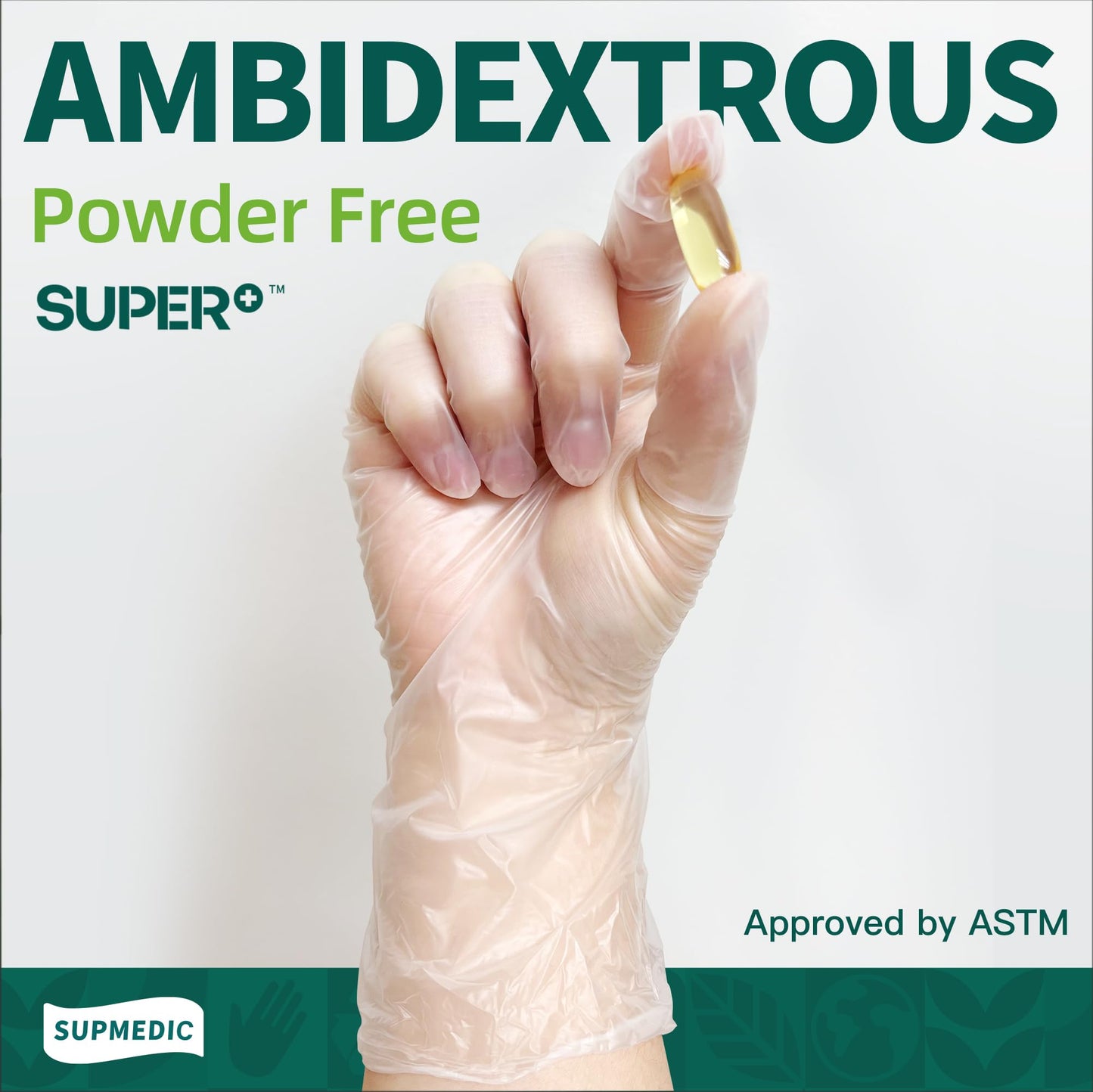 Supmedic Vinyl Disposable Exam Gloves, Clear 4 Mil Powder-Free Latex-Free Medical Food-Safe Cooking Cleaning Glove, 100 Pcs (Medium)