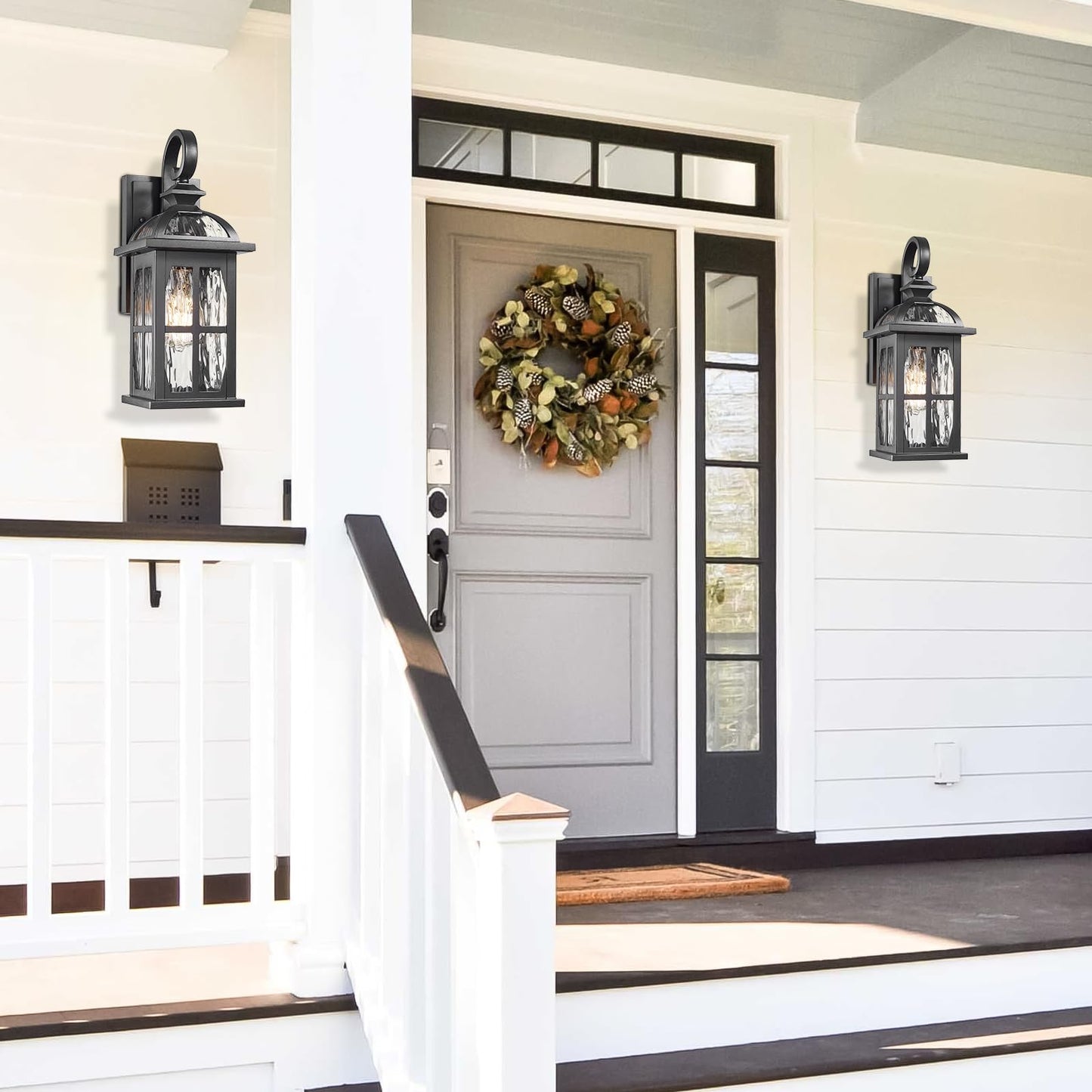 Darkaway Outdoor Wall Light Exterior Light Fixture With Water Ripple Glass  Aluminum Outside Lights Sconces Exterior Lighting For House Porch Patio Doorway Garage