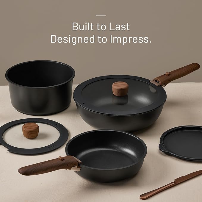 CAROTE 19pcs Pots and Pans Non Stick, Cookware Sets Detachable Handle, Induction Kitchen Pots and Pans,NonStick Cooking Set, Oven/Dishwasher/Fridge Safe, Space Saving