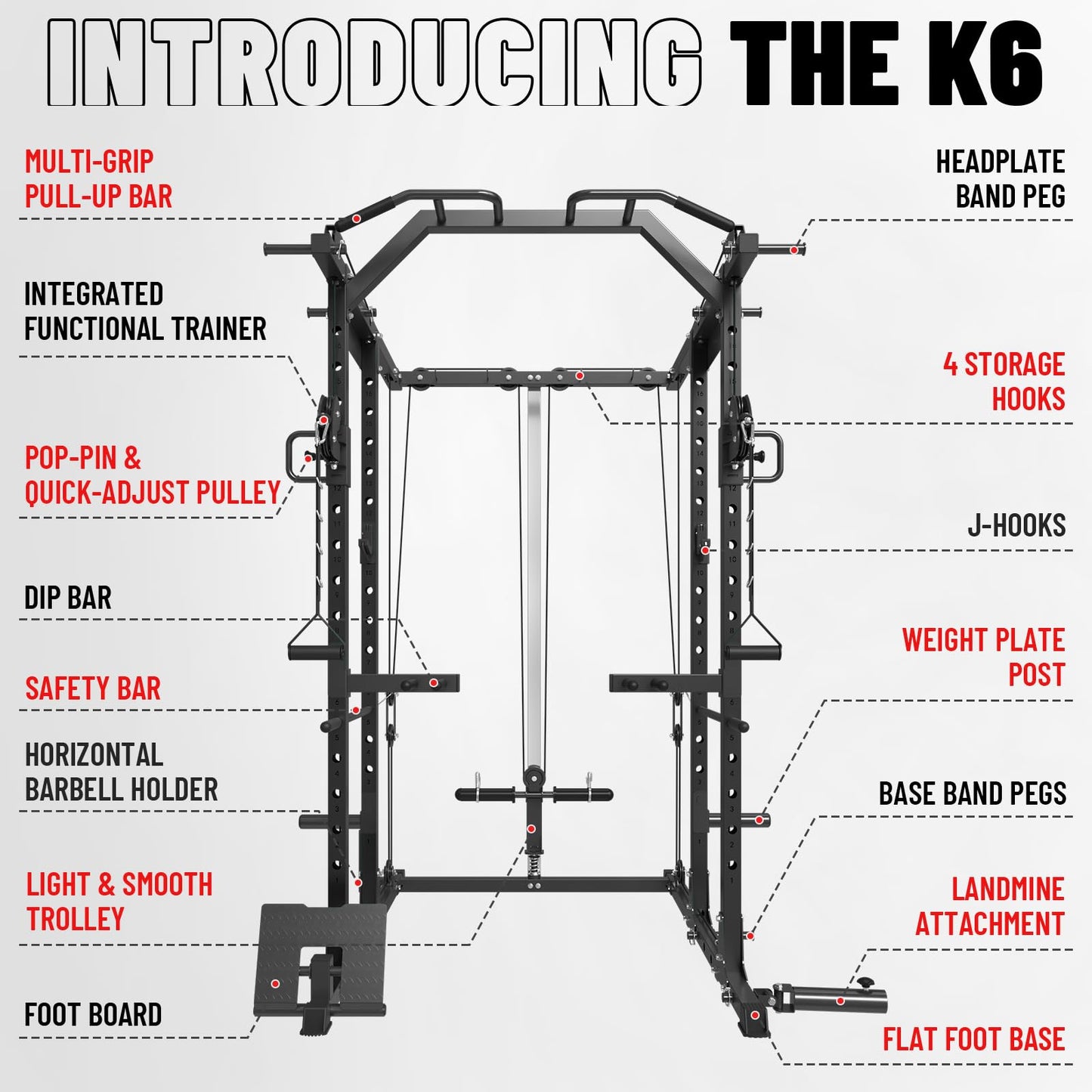 Mikolo Power Cage, Power Rack with Cable Crossover System, 1500LBS Squat Rack with LAT Pull Down System, Workout Cage with Pulley System for Fitness Home Gym