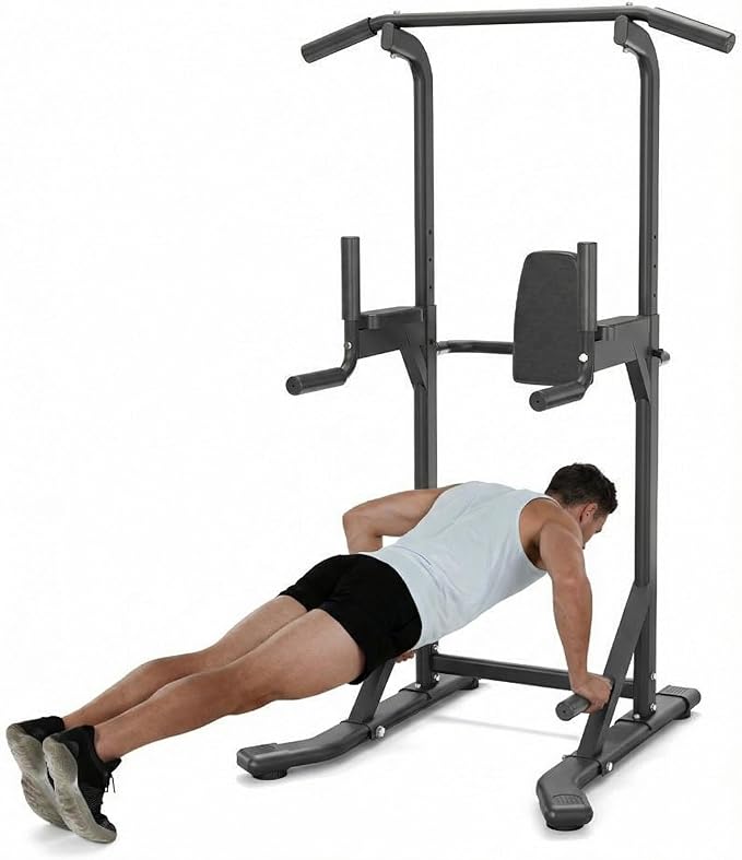 Power Tower Pull Up Bar & Dip Station, 450LB Weight Capacity, Heavy-Duty Carbon Steel Free Standing Home Gym for Pull-Ups,...