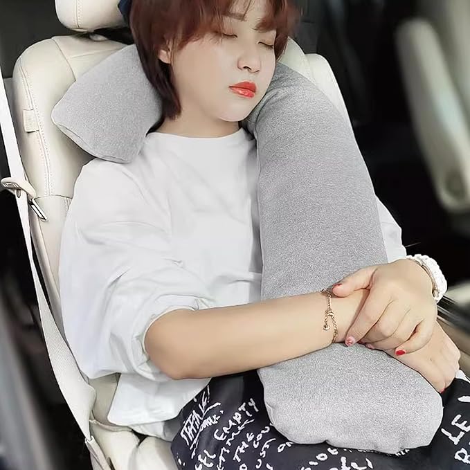 Travel Neck Body Pillow for Car Sleeping, Travel Gifts J Pillow Road Trip Essentials for Adults Kids, Neck&Spine Support Pillows Black