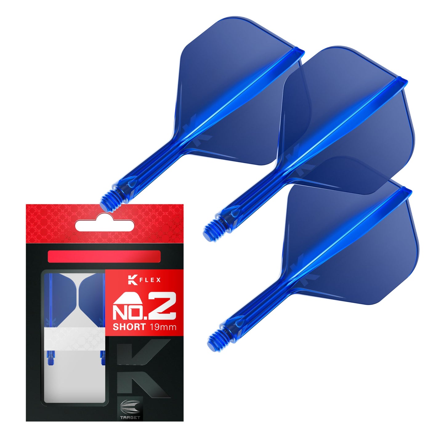 Target Darts K Flex Integrated Dart Flights And Shafts  No.2 Blue (Short) | Pack Of 3 K-Flex - No2  Kflex All In One Moulded Dart Flight & Stem | Professional Dart Accessories