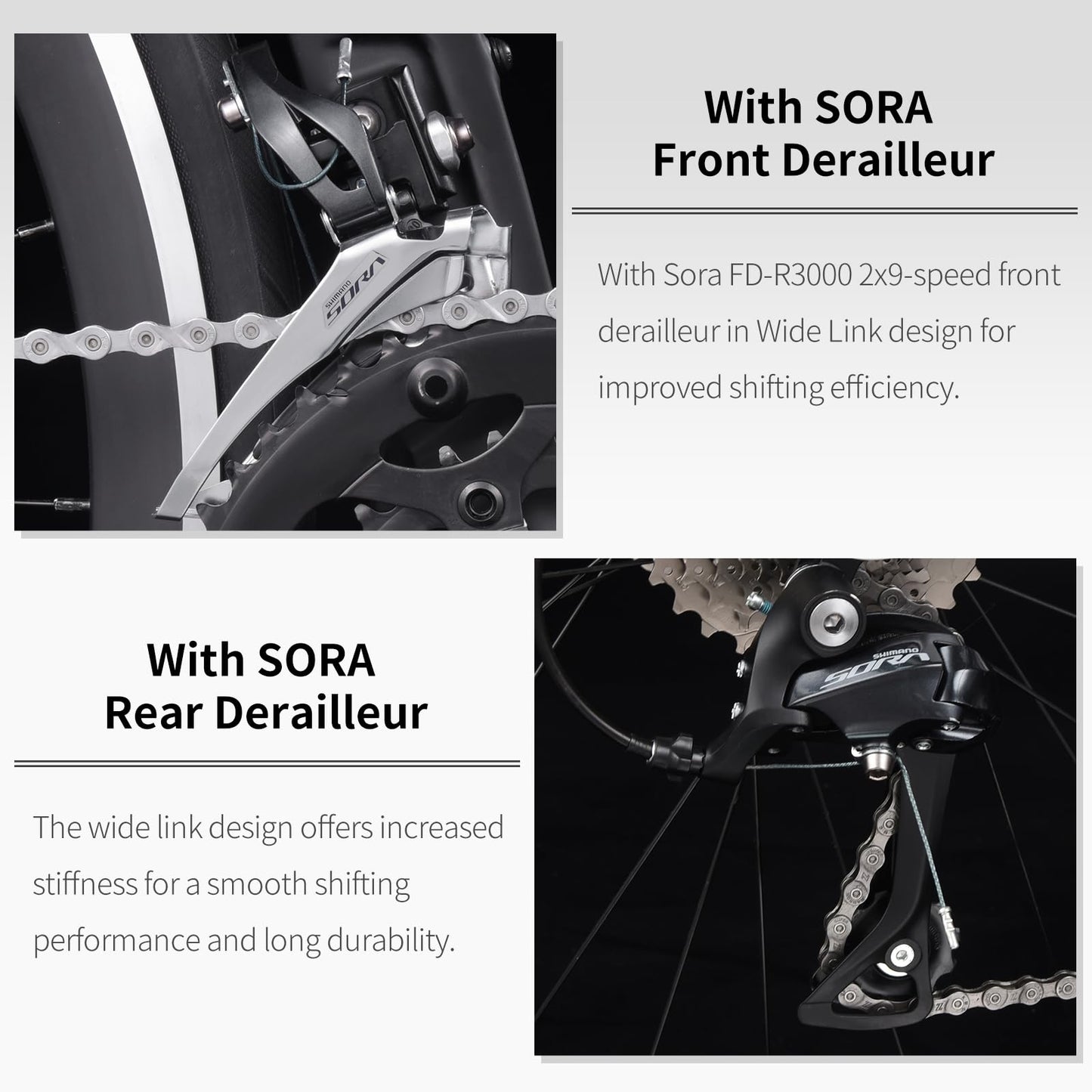 SAVADECK Carbon Road Bike with Shimano SORA R3000 18 Speed Derailleur System,Racing Bicycle with Carbon Fiber Frame Carbon Fork and Double V Brake for Adult.(Black 54cm)