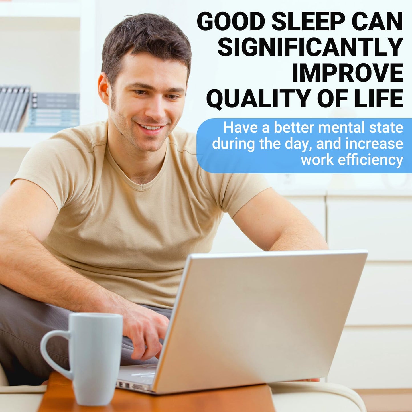 OHELEEP Anti Snore Chin Strap for CPAP Users, Snore Stopper Adjustable, Chin Strap for Sleeping Comfortable Stop Snoring Solution, Anti Snoring Devices Breathable and Reusable, Black, M