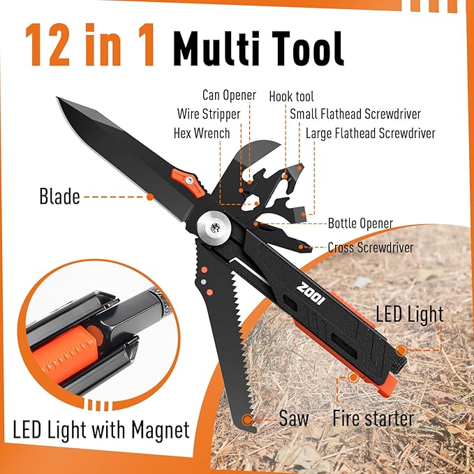 ZOOI Stocking Stuffers for Men Adults, Pocket Multitool Gifts for Men Dad Him, Mens Stocking Stuffers, Mens Christmas Dad Gifts, White Elephant Gift for Adults, Pocket Tools for Fishing Camping Gear