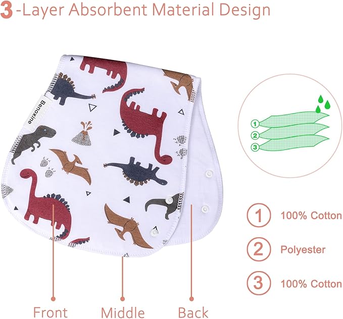 Baby Burp Cloths & Baby Bibs 2-in-1 Design Large Size 3 Layers Thicken Cotton Super Absorbent and Soft Baby Spit Up Burping Rags Baby Burp Cloth Set for Boys and Girls Solid 12 Pack