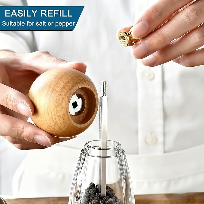 Pepper Grinder Set Salt and Pepper Grinder Set Manual Salt Grinder Pepper Mill Set with Adjustable Coarseness Acrylic Salt and Pepper Shakers, Ceramic Blade Grinding Spices Enjoy Most Delicious Steak
