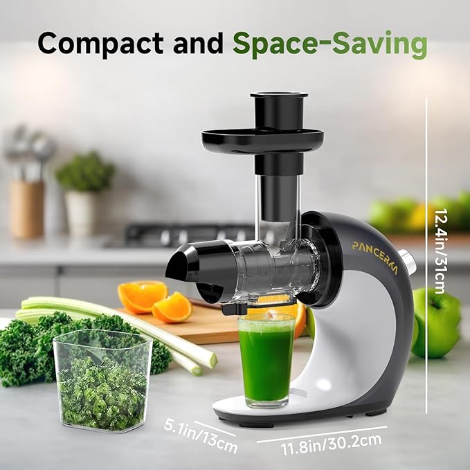 Cold Press Juicer - Powerful Slow Masticating Juicer for Fresh & Frozen Fruits, High Juice Yield, Easy to Clean