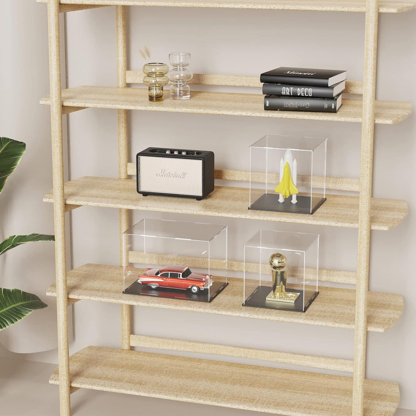 Acrylic Box with Matte Black Base, Simple Self-Assembly Clear Acrylic Display Case, Tall Dustproof Showcase with Lid for Collectibles, Toys and Trophy (8x8x12 inch)