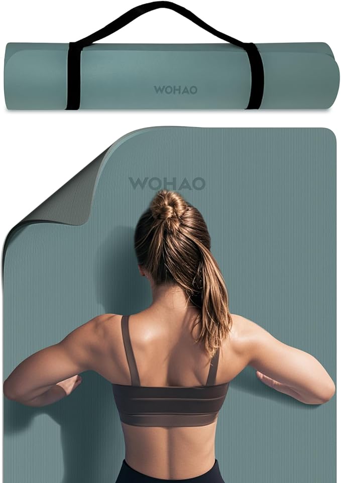 WOHAO Extra Thick 8mm Yoga Mat, 72"x28" Non Slip Exercise Mat, Reversible 2-Sided Dual Color Premium POE Material, with Ca...