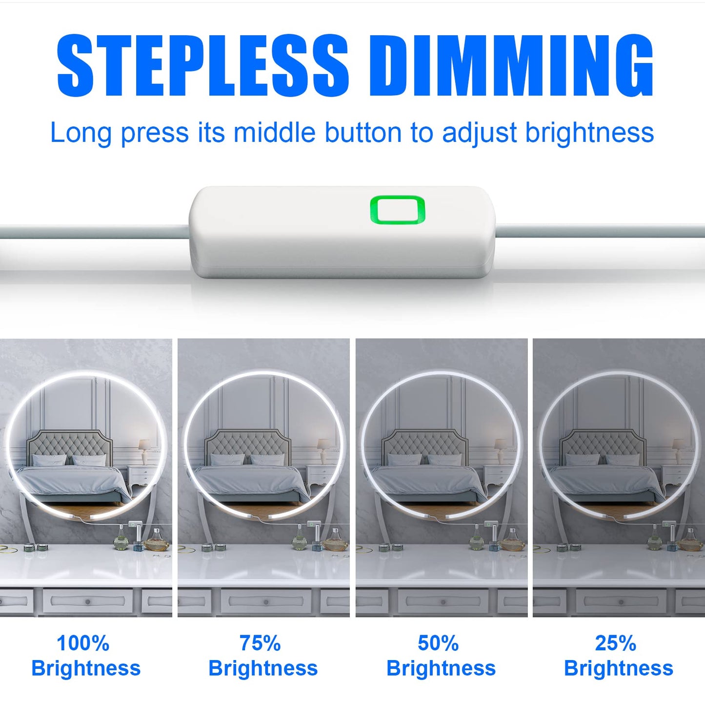 My Beauty Light Led Vanity Mirror Lights, 6000K Dimmable, 3.28Ft White Acrylic Strip, Model Sm-103