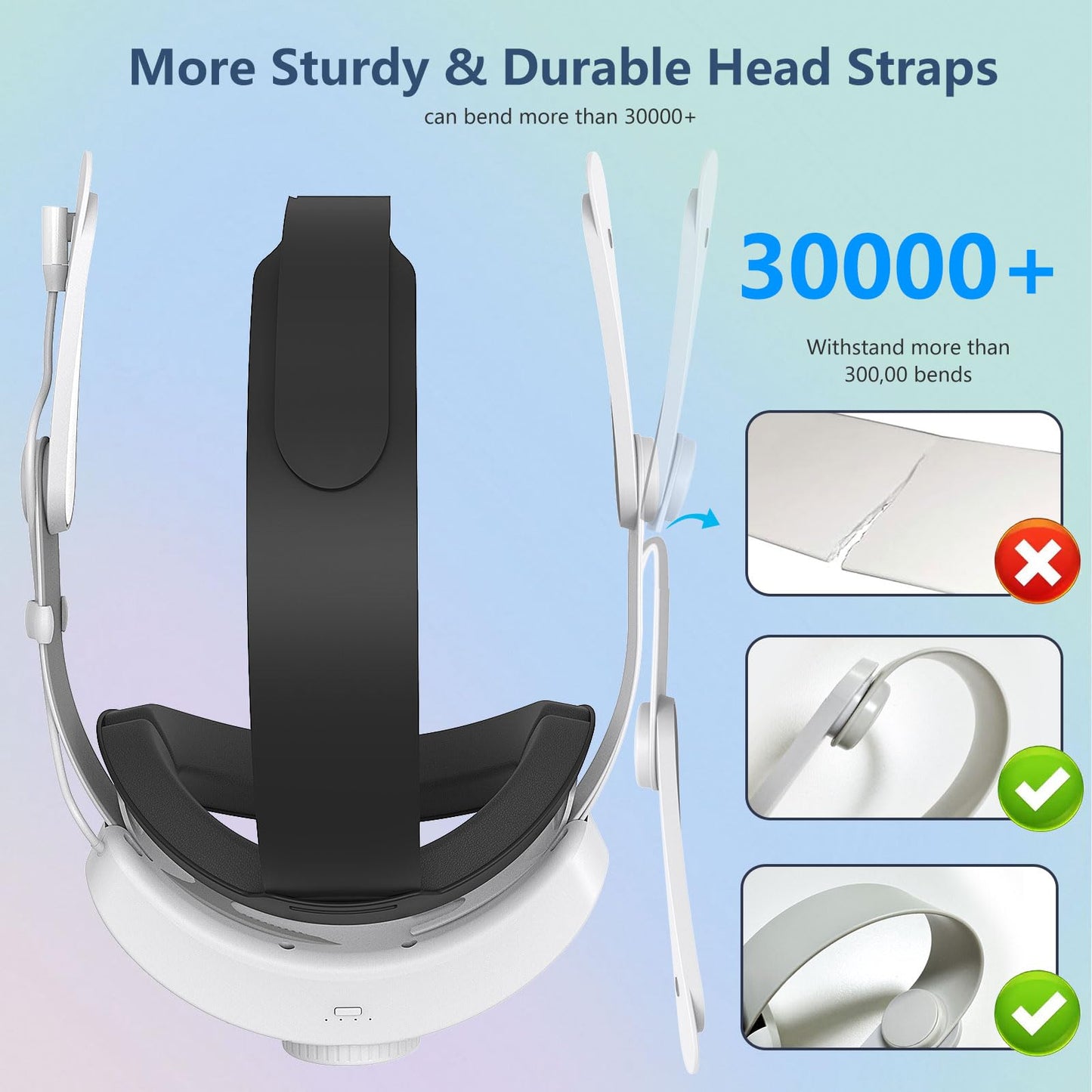 12000mAh Fast-Charging Battery Head Strap for Meta Quest 3/3S – Extends 6-8 Hours Playtime, RGB Lighting & Comfortable Fit – Elite Replacement Strap with Balanced Weight_Black