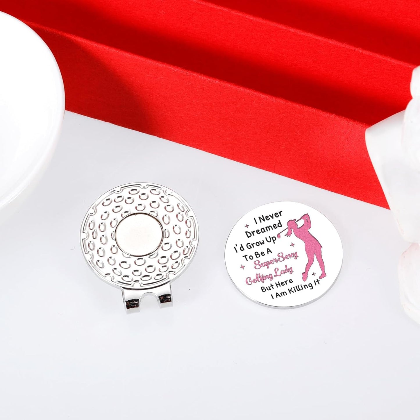 VANLOVEMAC Funny Womens Golf Accessories,Golf Stocking Stuffers,Golf Marker Hat Clip for Her,Pink Golf Accessories for Girls,Funny Golf Stuff,Ladies Golf Ball Marker Tool, Christmas Birthday Gifts