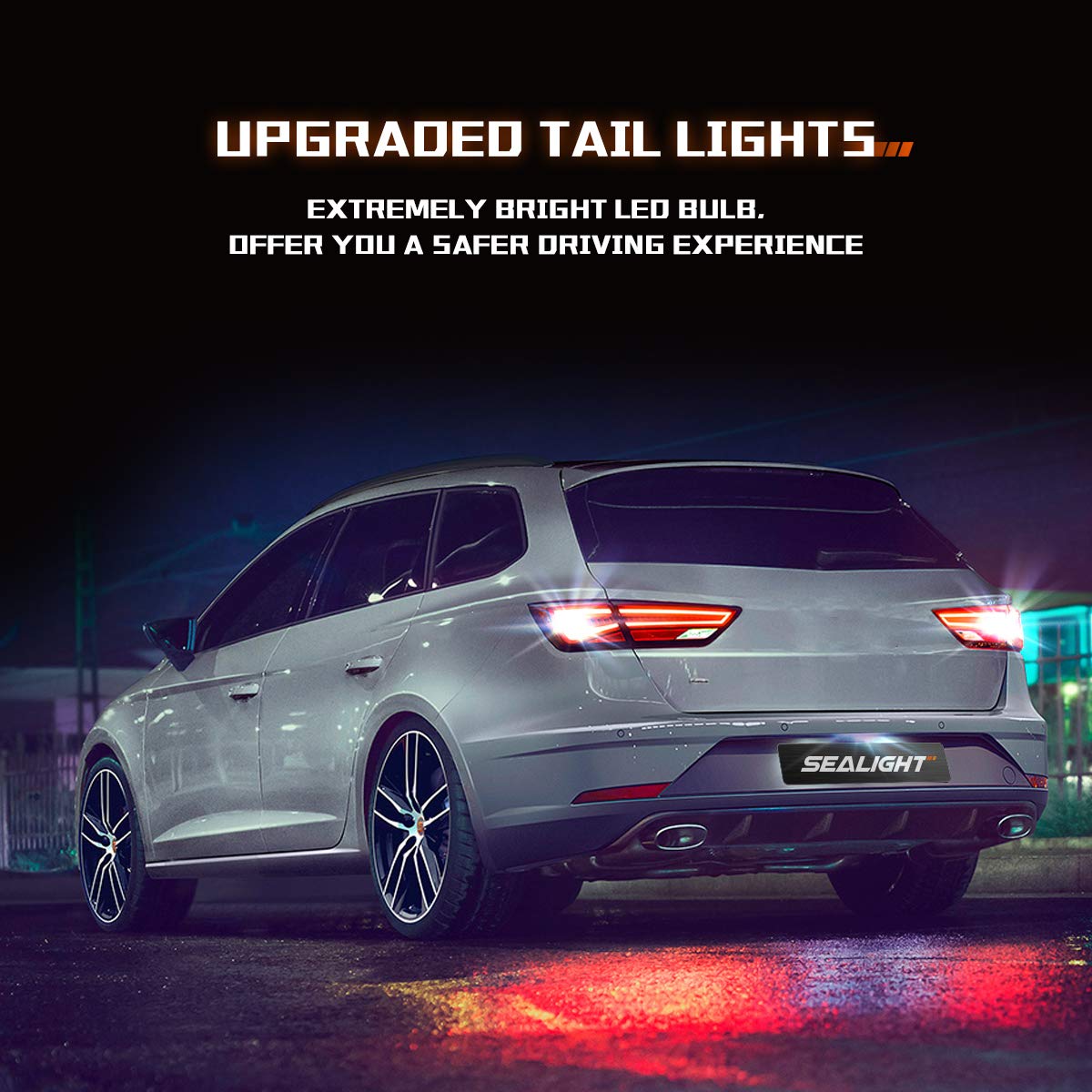 Sealight 7440 7443 Led Bulbs, 6000K Bright White, 3000Lm, Aluminum, Pack Of 2 For Backup, Turn Signal, Brake Lights