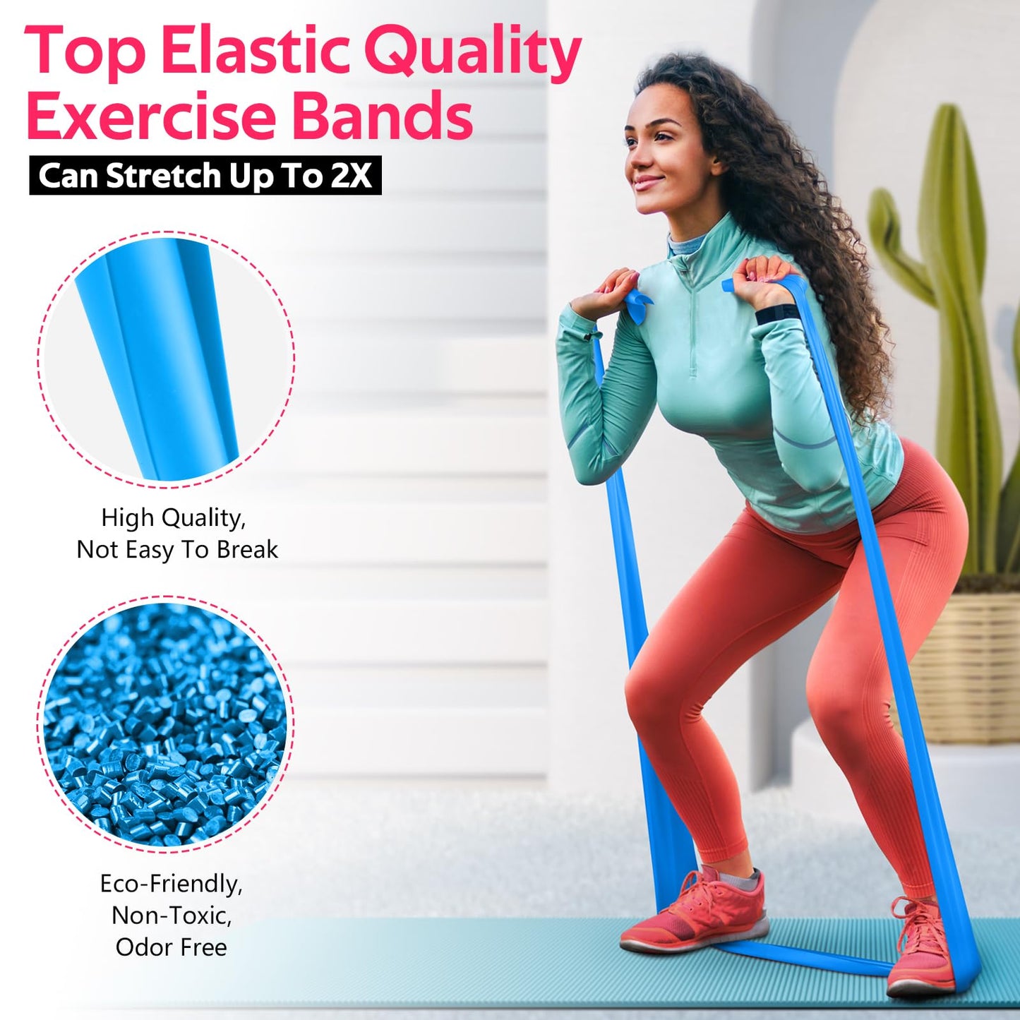 Resistance Bands for Working Out, Exercise Bands for Physical Therapy, Stretch, Recovery, Pilates, Rehab, Strength Training and Yoga Starter Set