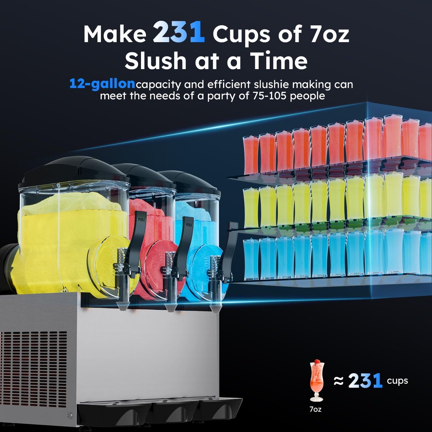45L 12 Gal Commercial Margarita & Slushy Machine,1300W 110V Frozen Drink Maker Smoothie Machine for Bar,Electric Large Slushie Machine with Self-Cleaning Mode,for Alcohol Beverage Cocktail Juice