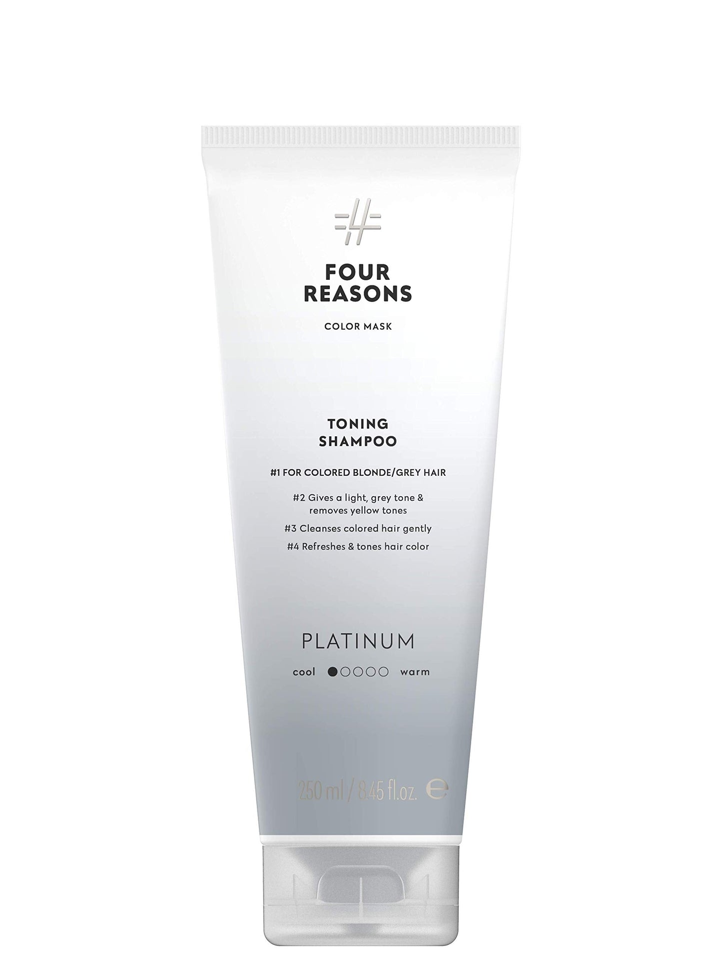 FOUR REASONS Color Depositing Shampoo for Color Treated Hair - Platinum Blonde/Grey, Sulfate Free Grey Hair Toner, , 8.45 Fl Oz