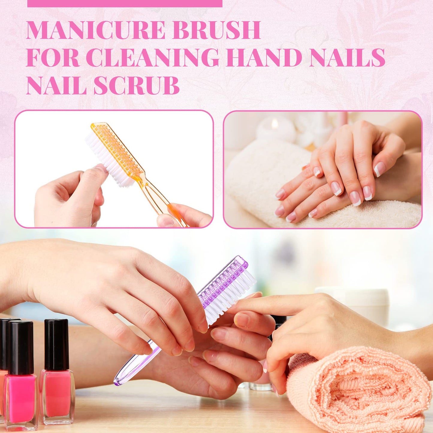 Patelai 12 Pcs Handle Grip Nail Brush Bulk Colorful Nail Scrubber Fingernail Brushes Hand Toes Cleaning Brushes Pedicure Scrubbi