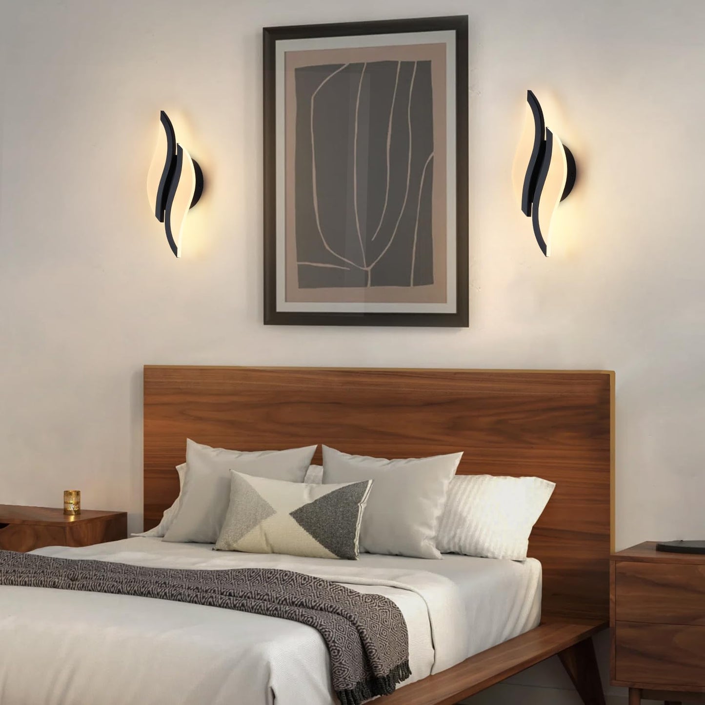 Caneoe Modern Led Wall Sconce 3000K Warm White Black Indoor Wall Light Fixtures Acrylic Wall Sconce Lighting For Living Room Bedroom Bedside Bathroom Hallway Stairway Wall Lamp (Black  1 Pack  3000K)