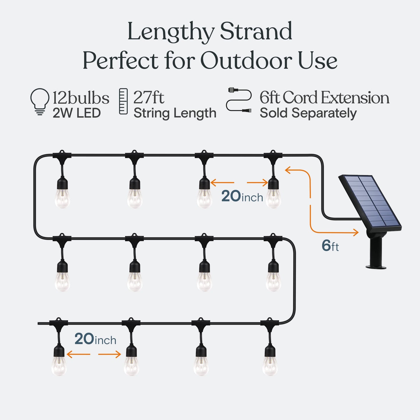 Brightech Ambience Pro String Lights - 27 Ft, Commercial Grade, Waterproof, 12 Shatterproof LED Edison Bulbs, Soft White (3000K)