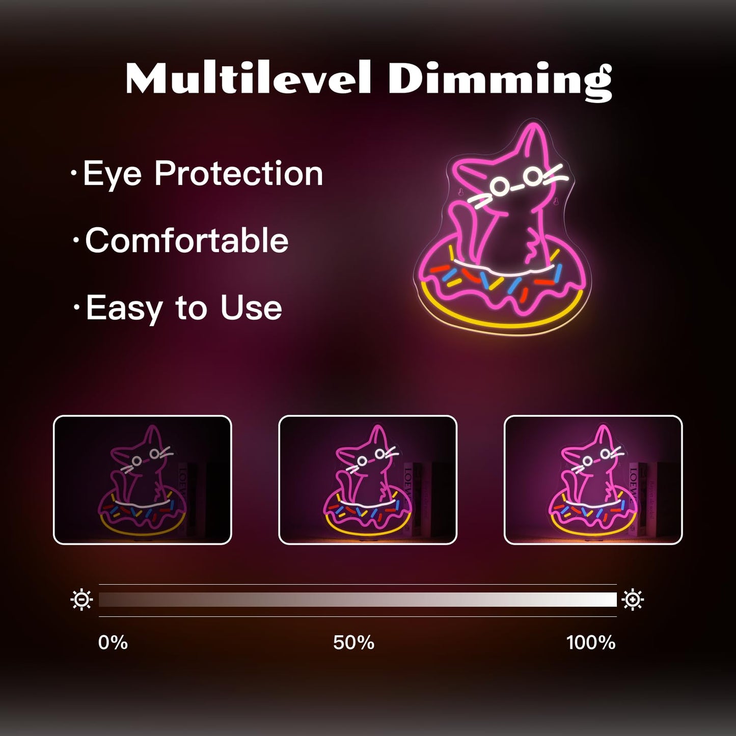 Ineonlife Donut Cat Neon Sign Led Lights Neon Lights For Wall Decor Led Sign For Donut Shop Cat Lover Donut Bakery Snack Shop Classroom Bedroom Cafe Gifts For Teens