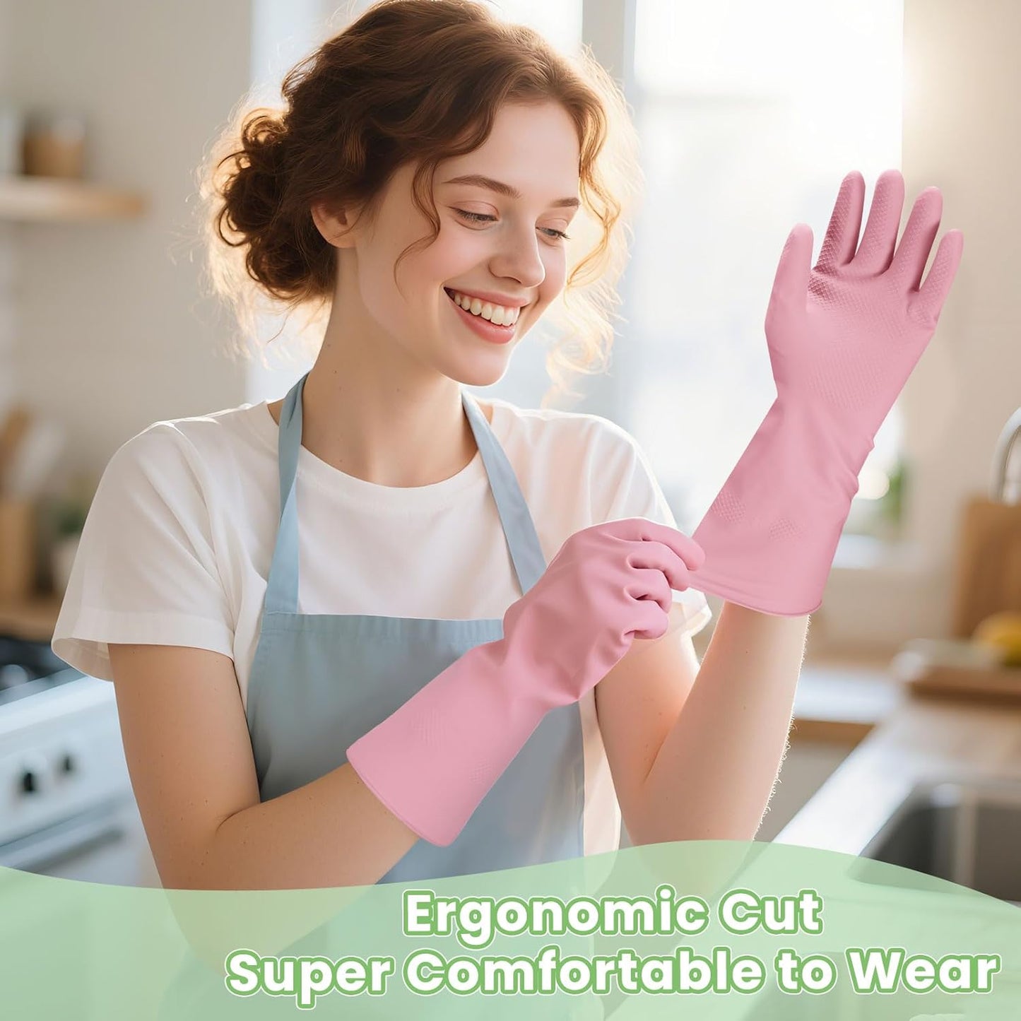 Rubber Kitchen Dishwashing Gloves, 4/5 Pairs Eusable Cleaning Gloves for Washing Dishes, Household Cleaning, Pet Care