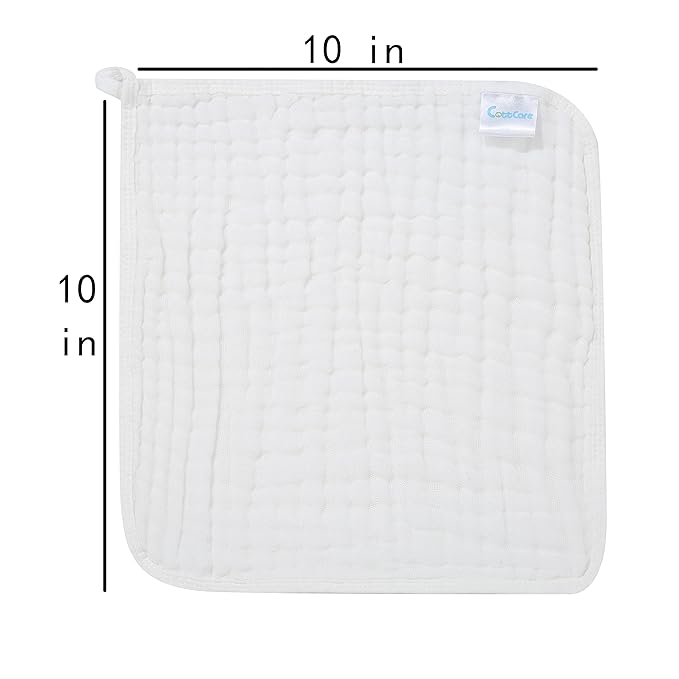 Baby Muslin Washcloths,Natural Purified Muslin Cotton Baby Wipes 6 Layer Absorbent Soft Newborn Baby Face Towel for Sensitive Skin,Baby Registry as Shower 5 Pack 10x10 inches