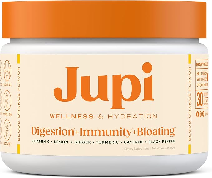 Jupi Hydration & Wellness Powder – Turmeric & Ginger shots, Vitamin C Supplement for Energy, Immune Support & Digestive He...