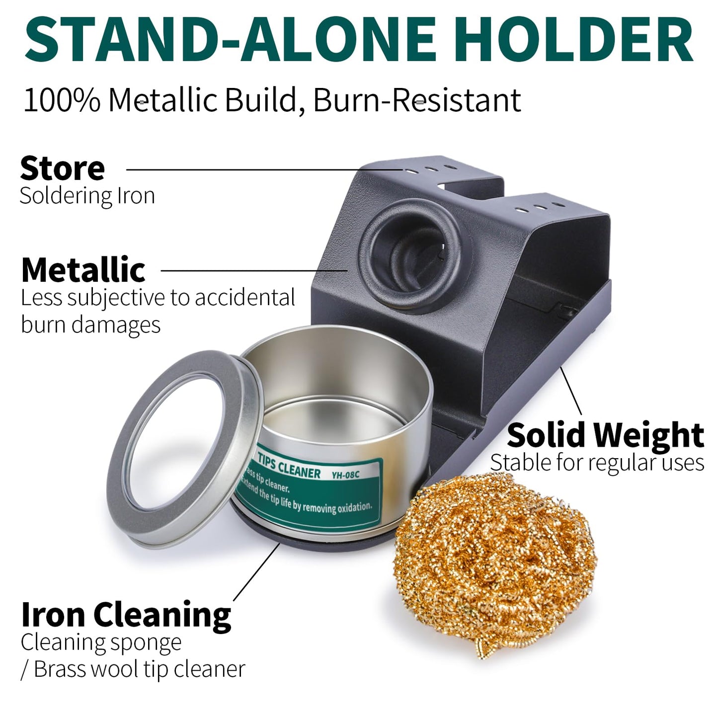 YIHUA D-2 Soldering Iron Holder, Heat-resistant Tip Cleaner with Brass Wool Tip Cleaner and Cleaning Sponge for Stable Soldering Iron Storage and Cleaning