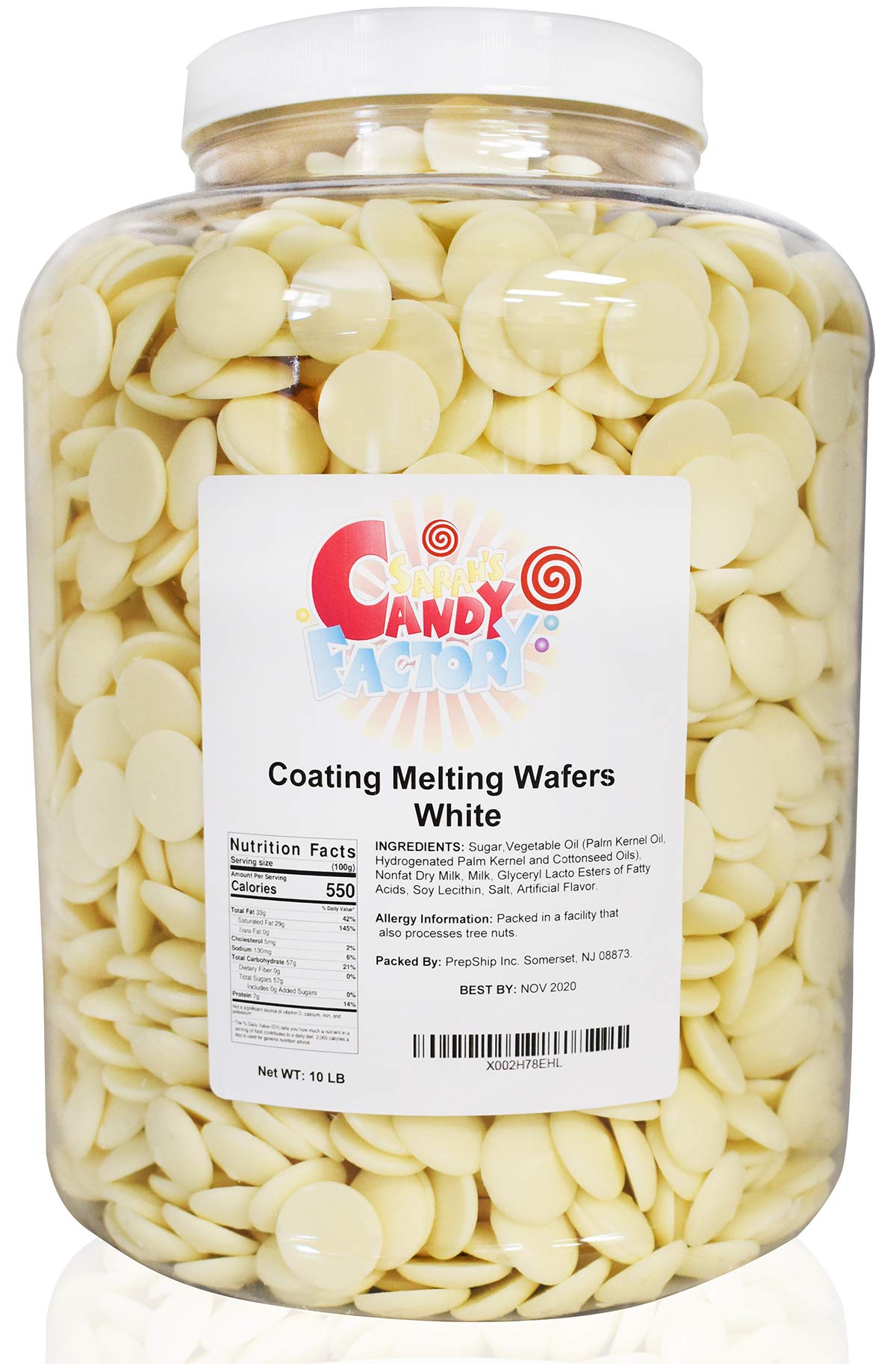 Sarahs Candy Factory Coating Melting Wafers in Jar, 10 Lbs White Melting Chocolate