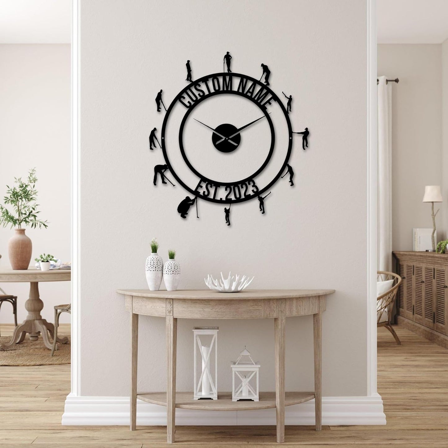 Custom Golfer Wall Clock Metal, Personalized Golf Wall Art Metal Signs with Name and Year, Gifts for Golfer, Golf Signs for Man Cave, Sports Wall Decor for Boys Bedroom Model-Disc11