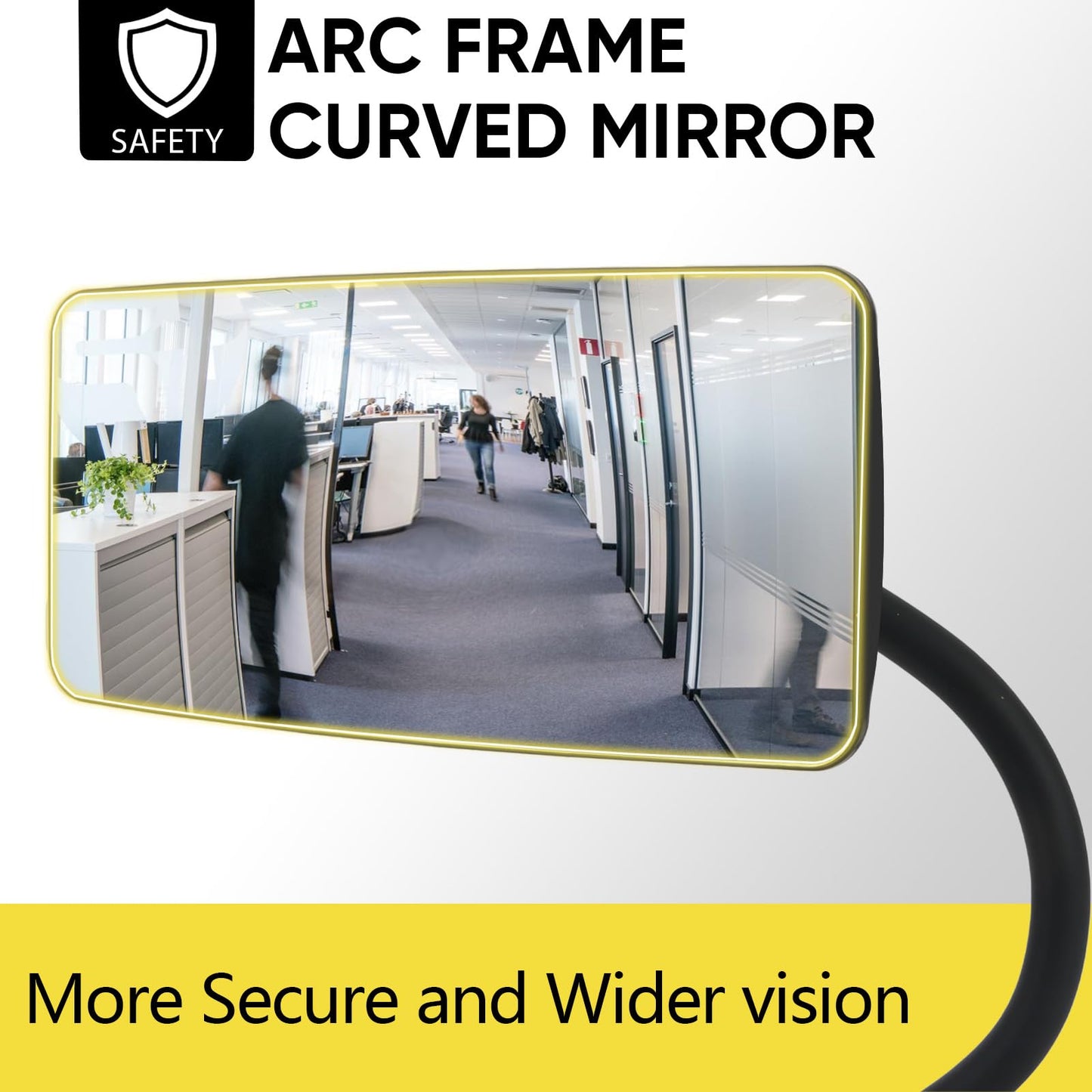 ZMJCGLXY Clampable Convex Safety Mirror 6.4"*3" in Glass Material, Black Curved Frame, 360° Direction Adjustment, for Workdesk, Office, Warehouse and Personal Area Privacy and Security