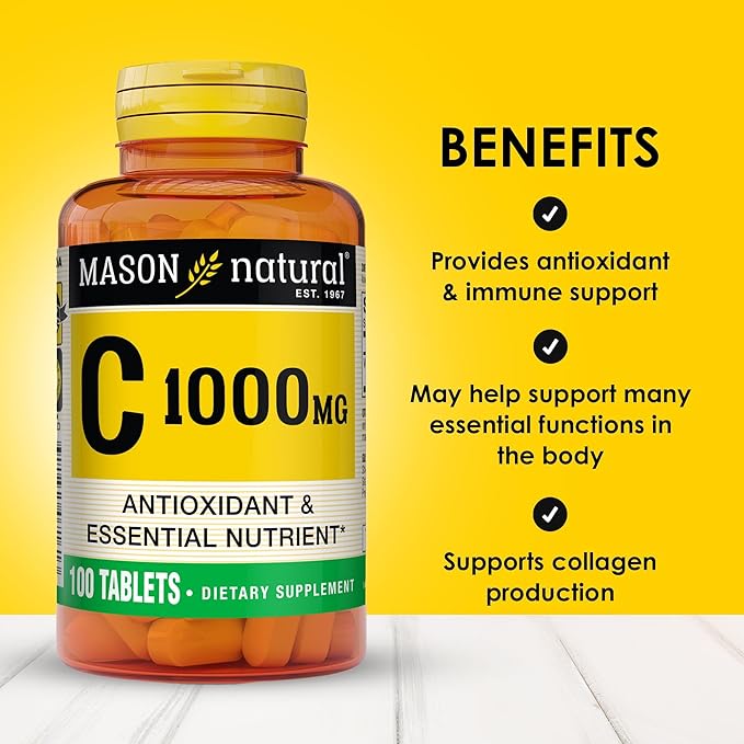 MASON NATURAL Vitamin C 1,000 mg, 300 Day Supply, Supports Healthy Immune System, Antioxidant and Essential Nutrient, 3 Pack