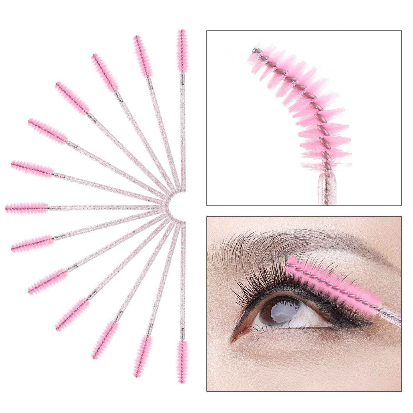 Tbestmax 400 Spoolies Mascara Wand and Lip Brush Disposable Lash Brushes for Eyelash Extensions, Lipstick Lip Gloss Wands Applic