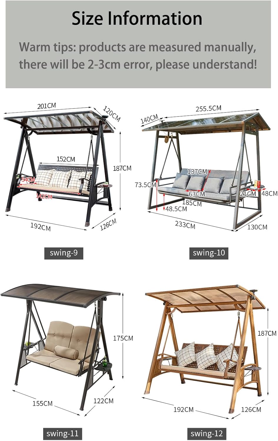 2/3-Seat Outdoor Patio Porch Swing with Adjustable Aluminum Alloy Canopy Solar Patio Swing Chair Bench with Footrest Side Cup Holder for Backyard Lawn (Panama-2 Seat)