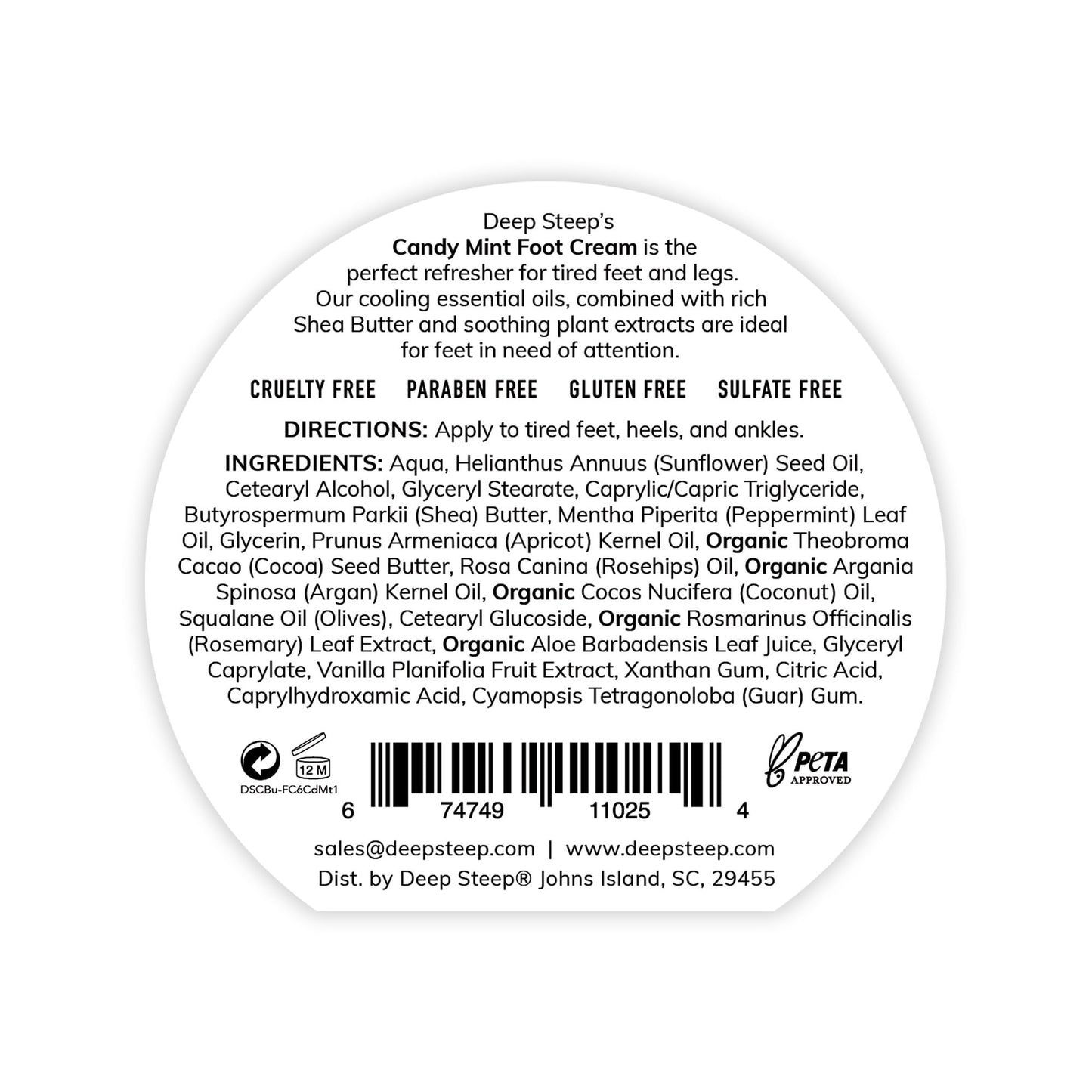 Deep Steep Candy Mint Foot Cream, 6oz