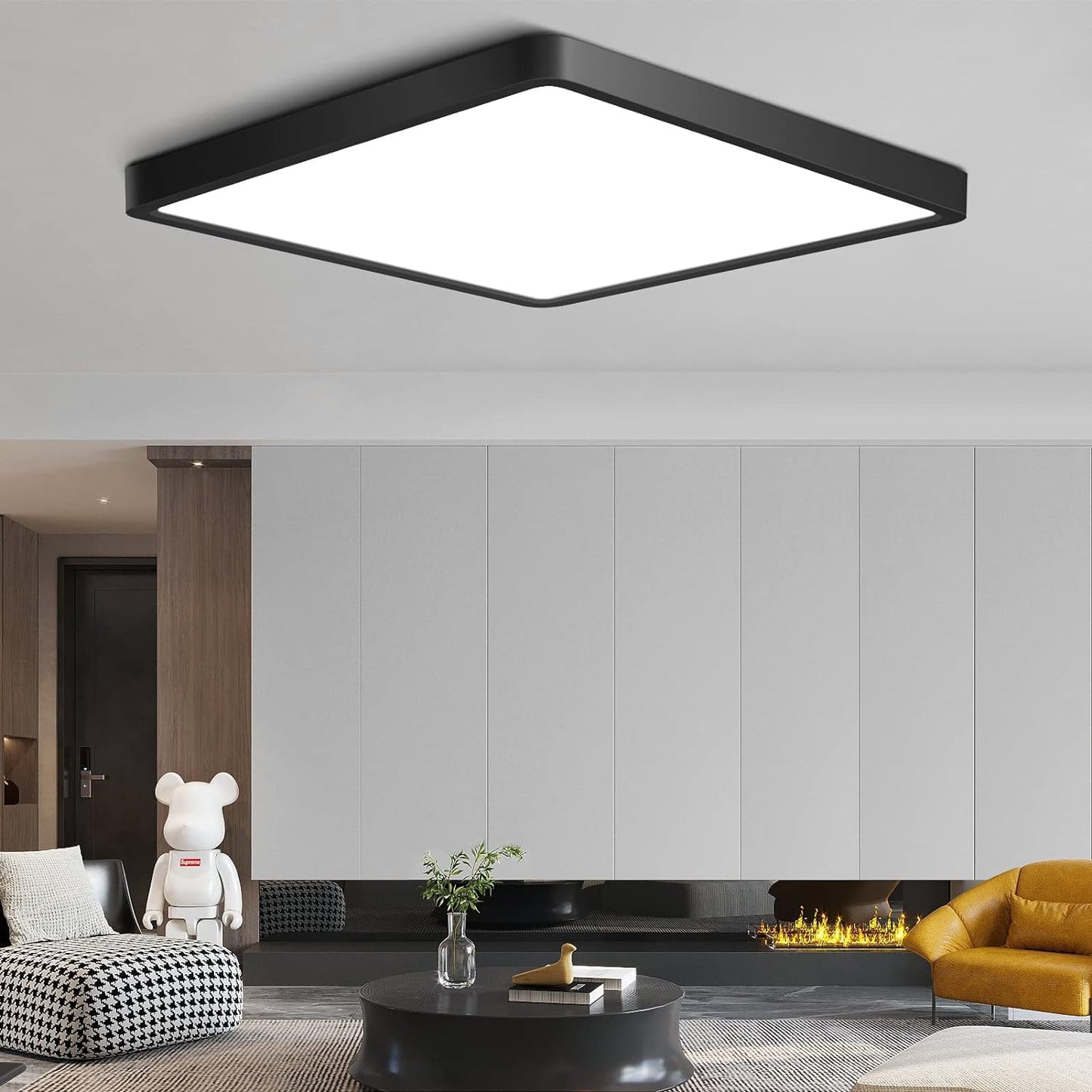 12Inch 24W Square Led Ceiling Light Fixtures Flush Mount  3000K Warm White Led Ceiling Lamp  Surface Mount Modern Ceiling Lights  Slim Flat Panel Lighting For Bedroom  Kitchen  Bathroom Etc.Black