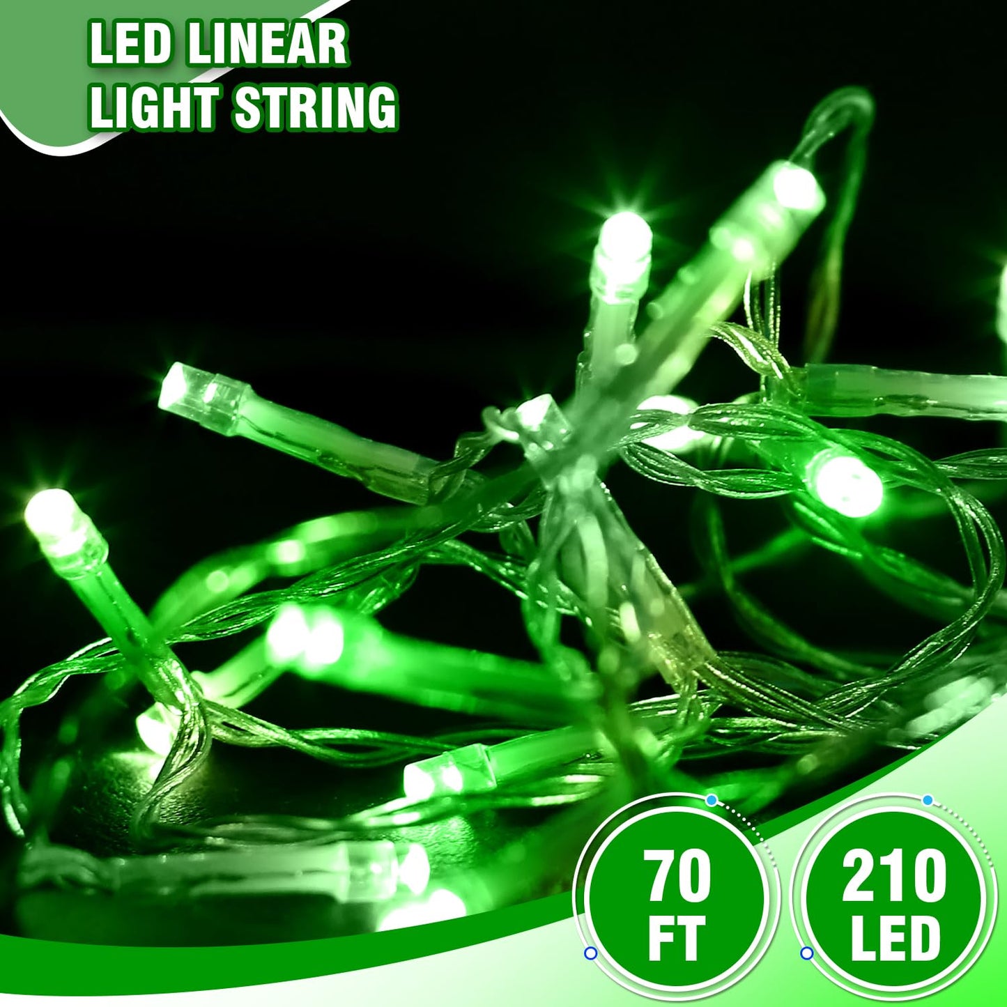 Wastroyal 210 Leds Christmas Led String Lights - Transparent Wire  Waterproof & Connectable Tree Lights For Indoor Outdoor Holiday D?Or (70Ft  Green)