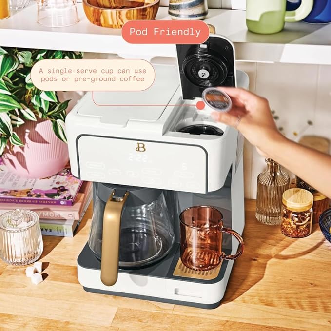 Beautiful Multi-Brew 12-Cup Programmable Coffee Maker with Touch Display by Drew Barrymore (Icing)