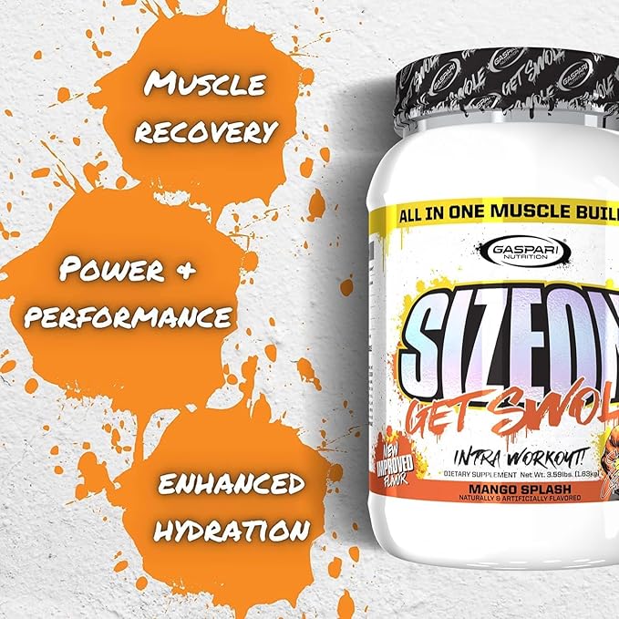 Gaspari Nutrition SizeOn, The Ultimate Hybrid Intra-Workout Amino Acid & Creatine Formula, Increased Muscle Volume & Muscle Recovery (3.59 Pounds, Mango Splash)