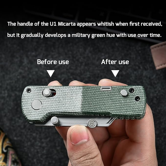 OKNIFE U1 Pro Multitool Folding Utility Knife with Folding Screwdriver, Quick Change Blade, Rail Lock & Pocket Clip for Men Women(Green Micarta）