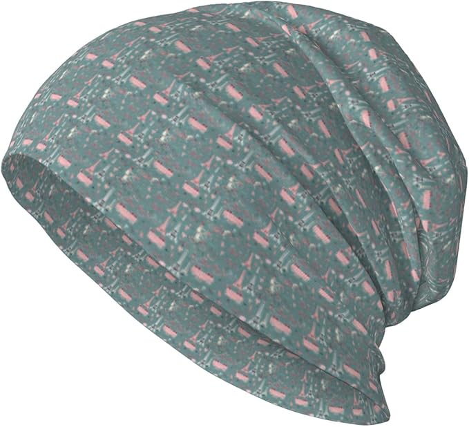 Romantic Paris Eiffel Tower Bycicle Print Winter Beanie Hat Men Women Soft Lightweight Thermal Cap for Outdoor Skiing Wear...