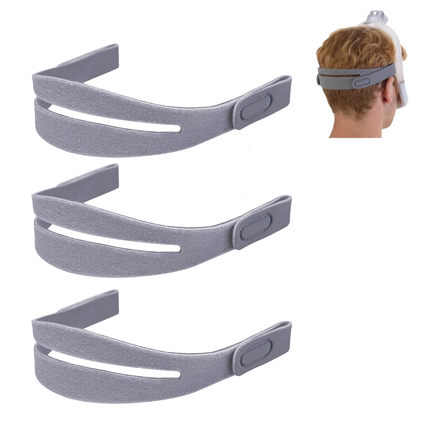 3 Packs Replacement Headgear Compatible with Airfit N30i and P30i Nasal Mask, Adjustable and Stretchy Material, FSA HSA Eligible, CPAP Straps Secure Fit CPAP Supplies Accessories (W/O Mask or Frame)