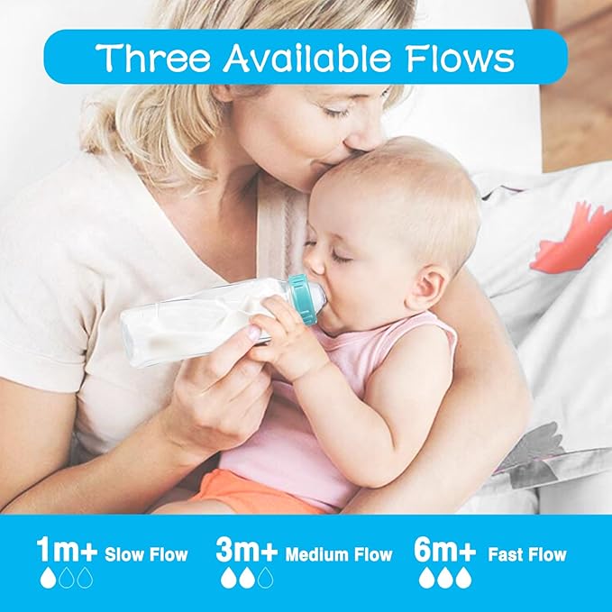 6-Count Silicone Bottle Nipples for Dr. Brown's Narrow Bottles and Evenflo Feeding Classic Standard Neck Bottles, Breast-Like, Anti-Colic Valve, Fast Flow, 6m+