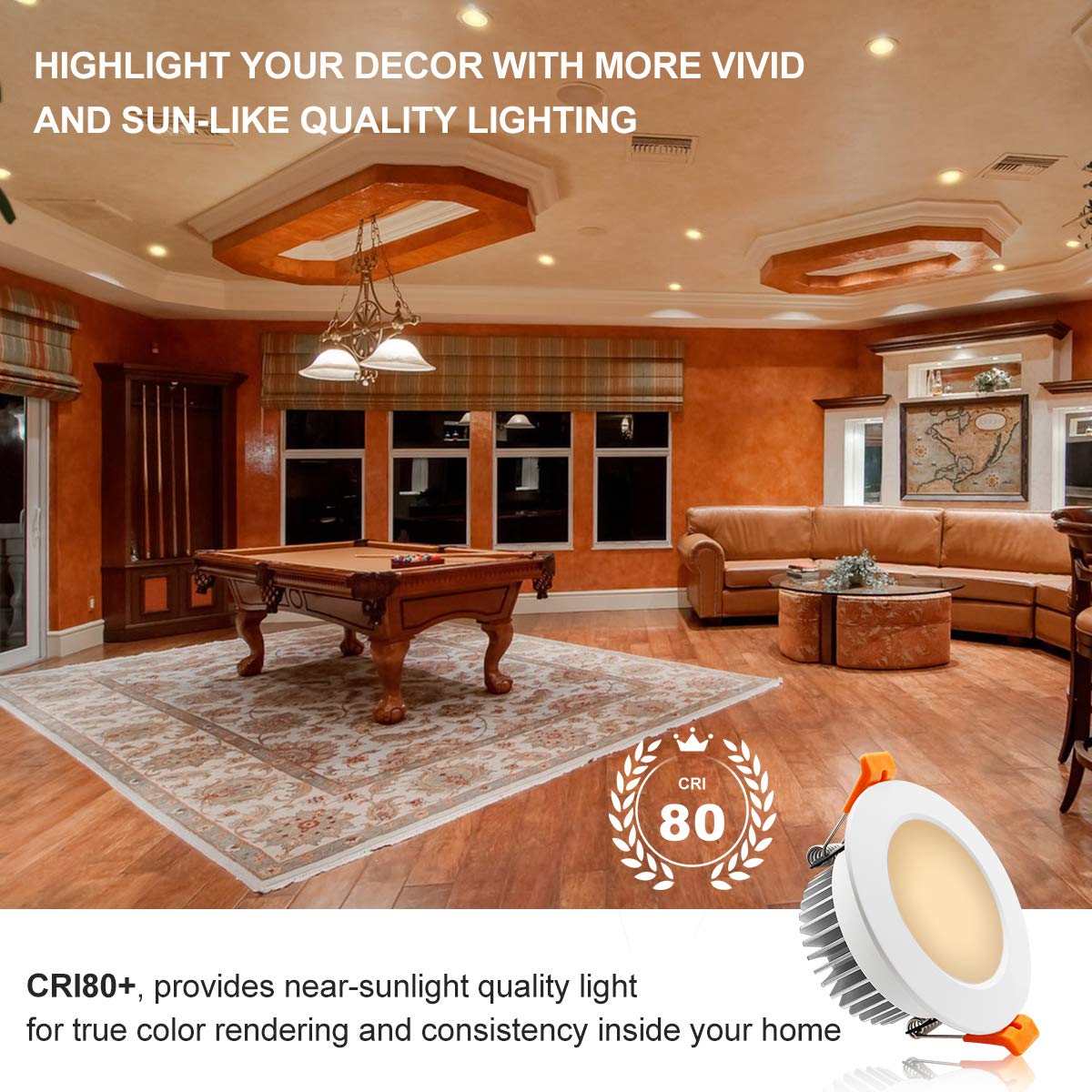 YGS-Tech 3.5 Inch LED Recessed Lighting, Dimmable 7W, 3000K Warm White, Plastic, 4 Pack