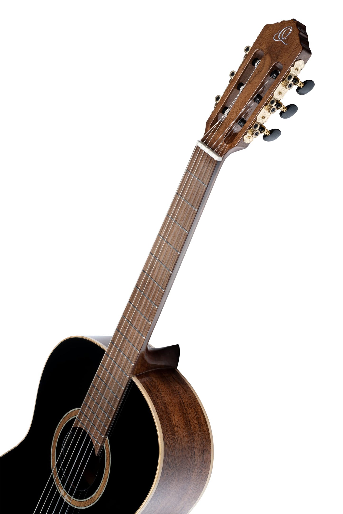 Ortega Guitars 6 String Performer Series Solid Slim Neck Acoustic-Electric Nylon Classical Guitar W/Bag, Right-Handed, Black Top
