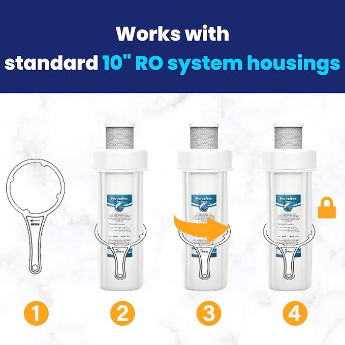 ERO 5 pc Reverse Osmosis Filters 1 Year Set, 5 Stage Reverse Osmosis Water Filter, Under Sink RO Water Filter System Kit Compatible with Most 10" Water Filtration System w/Water Filter Wrench